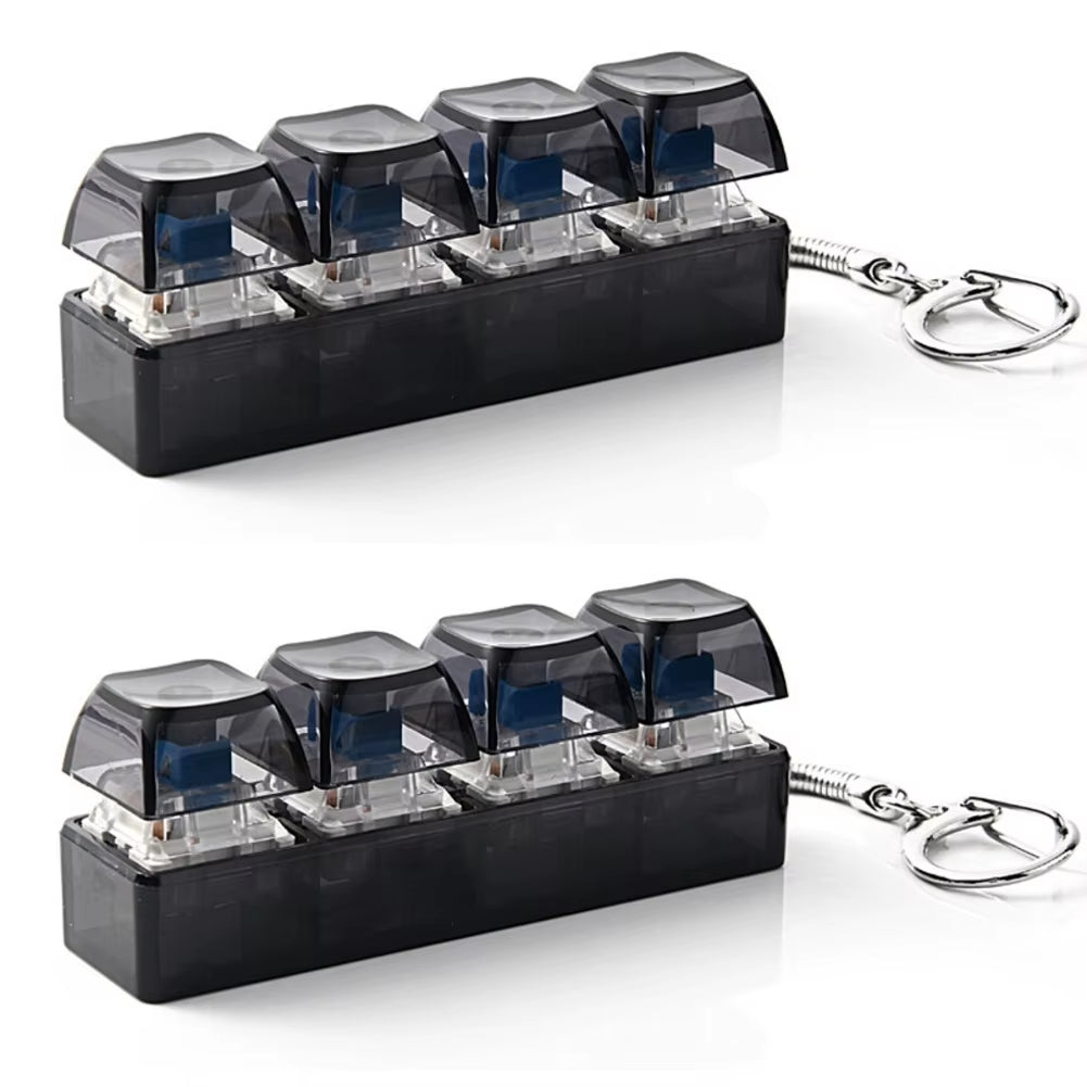 4-Button Fingertip Keyboard Keychain RGB Keyboard Fidget Toy with Lights for Stress Relief Decompression Calming