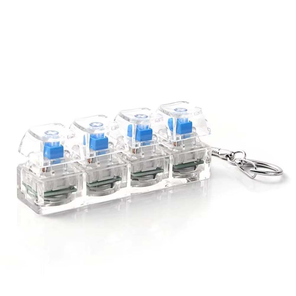 4-Button Fingertip Keyboard Keychain RGB Keyboard Fidget Toy with Lights for Stress Relief Decompression Calming
