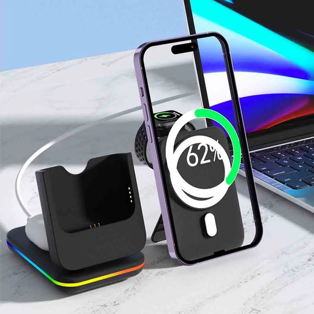 Portable 5000Mah Power Bank 3 in 1 Wireless Charging Station for Iphone & Iwatch & Galaxy Watch for Phones Airpods