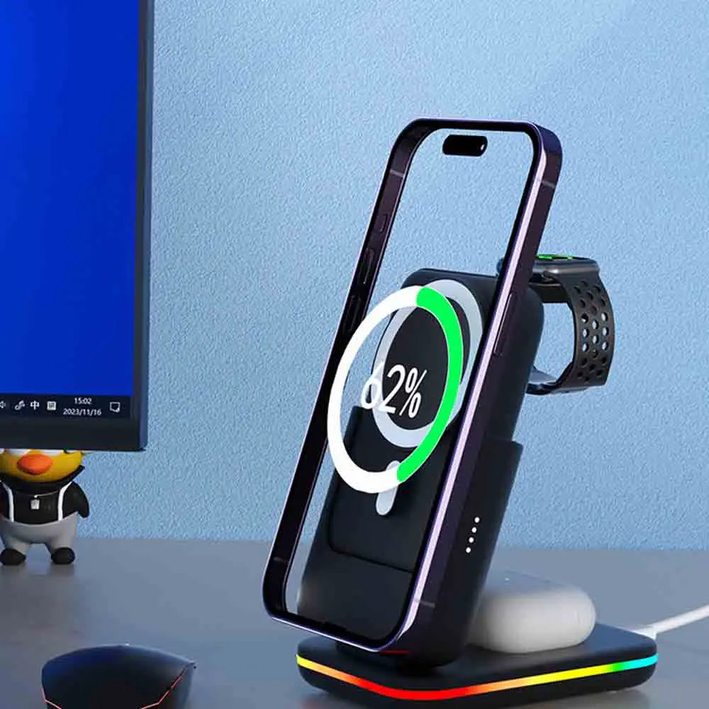 Portable 5000Mah Power Bank 3 in 1 Wireless Charging Station for Iphone & Iwatch & Galaxy Watch for Phones Airpods