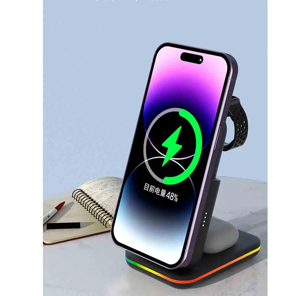 Portable 5000Mah Power Bank 3 in 1 Wireless Charging Station for Iphone & Iwatch & Galaxy Watch for Phones Airpods