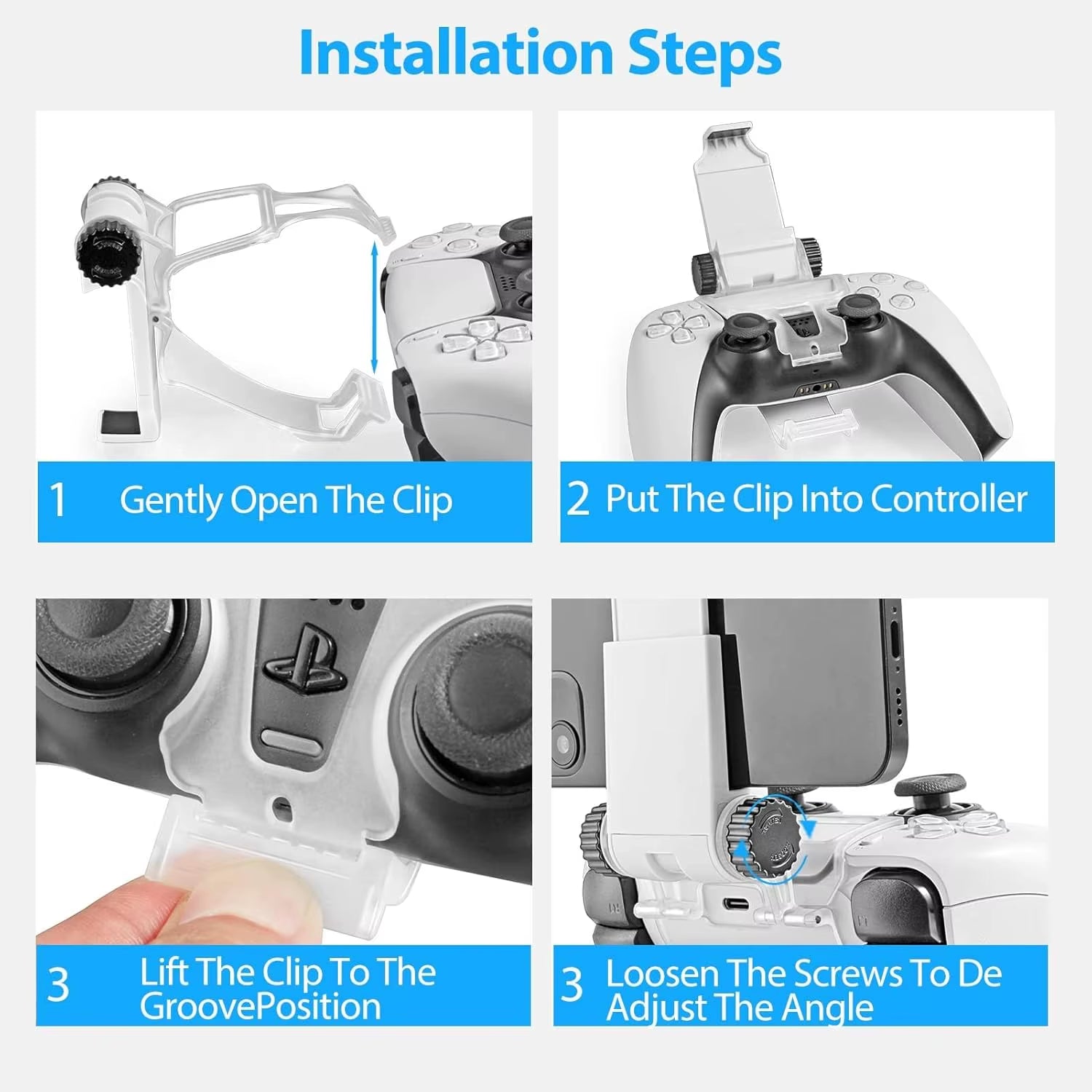 PC Flexible Controller Clamp Stand 360 Degree Angle Adjustment Phone Holder for PS5 Controller Gamepad Game Accessories