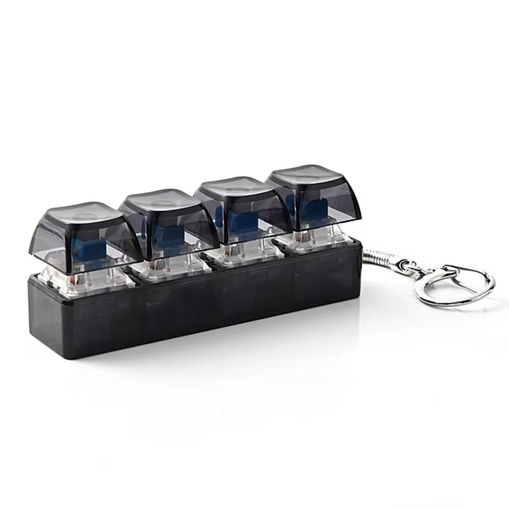 4-Button Fingertip Keyboard Keychain RGB Keyboard Fidget Toy with Lights for Stress Relief Decompression Calming