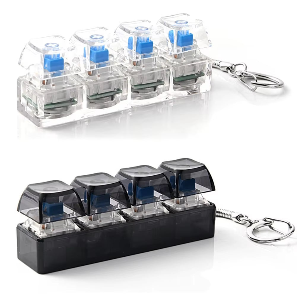 4-Button Fingertip Keyboard Keychain RGB Keyboard Fidget Toy with Lights for Stress Relief Decompression Calming