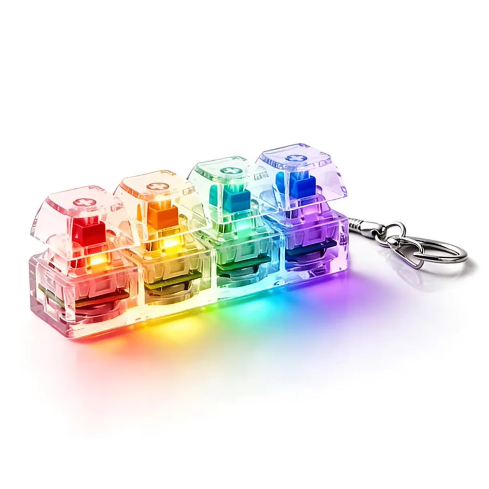 4-Button Fingertip Keyboard Keychain RGB Keyboard Fidget Toy with Lights for Stress Relief Decompression Calming
